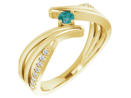 14k Mother s Ring with One Round Birthstone & Diamonds Online Sale